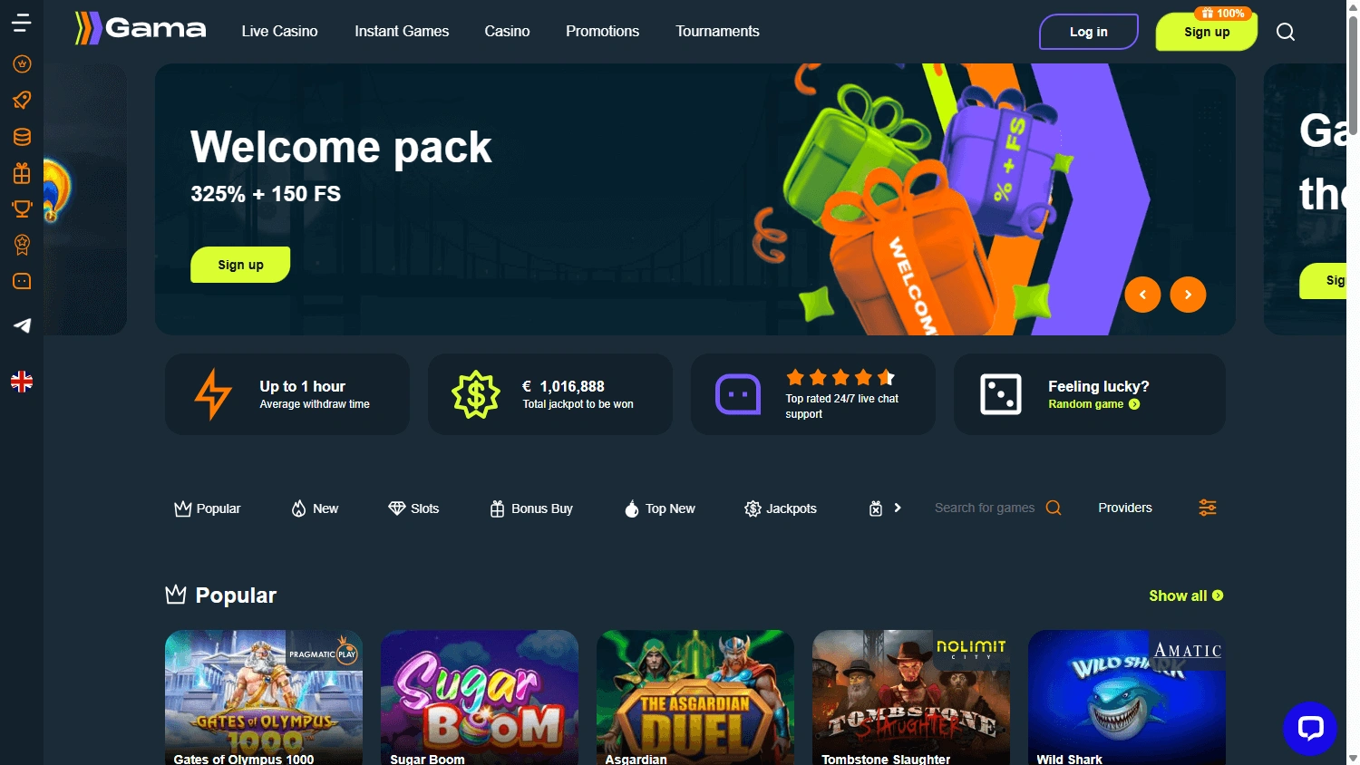 Лобби игр Gama Casino — слоты и автоматы